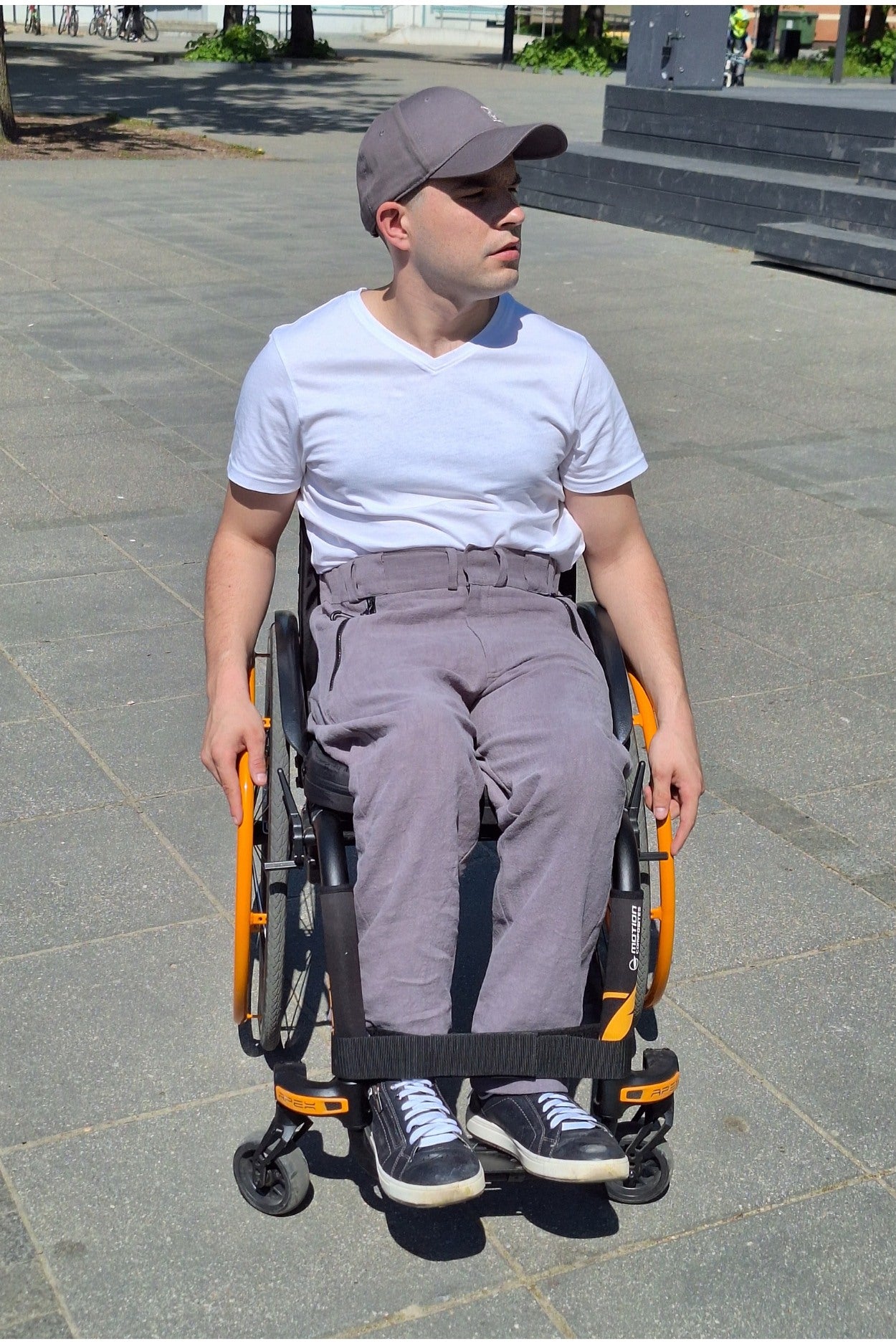 Summer wheelchair pants from ramie fabric wheelchair adapted